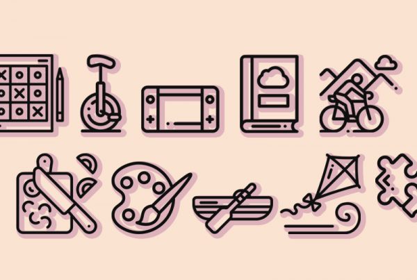 Rysunki symbolizujące różne zainteresowania - godzina dla siebie